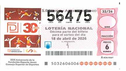 Décimo 56475 del sorteo 32-18/04/2026 Sábado