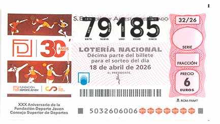 Décimo 79185 del sorteo 32-18/04/2026 Sábado