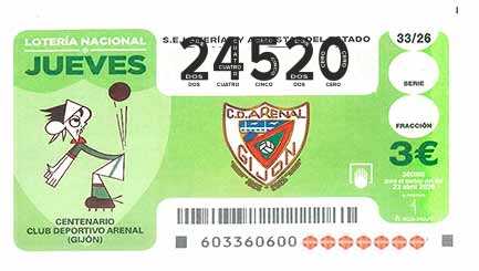 Décimo 24520 del sorteo 33-23/04/2026 Jueves