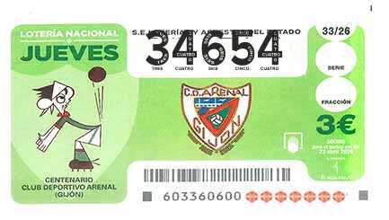 Décimo 34654 del sorteo 33-23/04/2026 Jueves