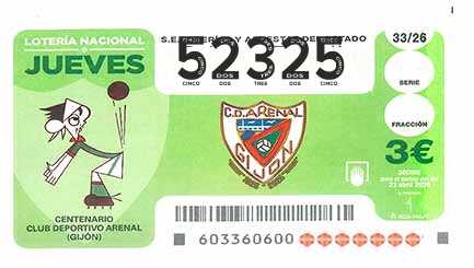 Décimo 52325 del sorteo 33-23/04/2026 Jueves