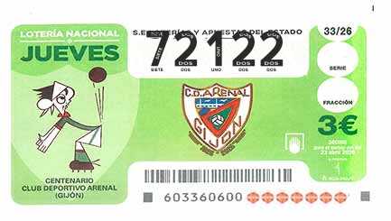 Décimo 72122 del sorteo 33-23/04/2026 Jueves