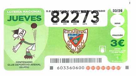 Décimo 82273 del sorteo 33-23/04/2026 Jueves