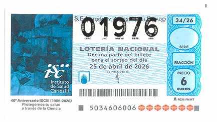 Décimo 01976 del sorteo 34-25/04/2026 Sábado