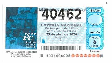 Décimo 40462 del sorteo 34-25/04/2026 Sábado