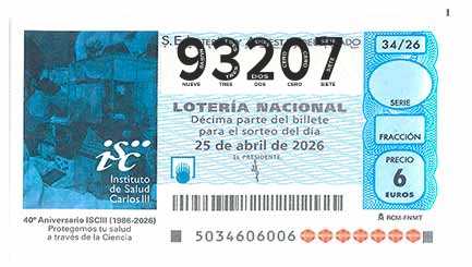 Décimo 93207 del sorteo 34-25/04/2026 Sábado