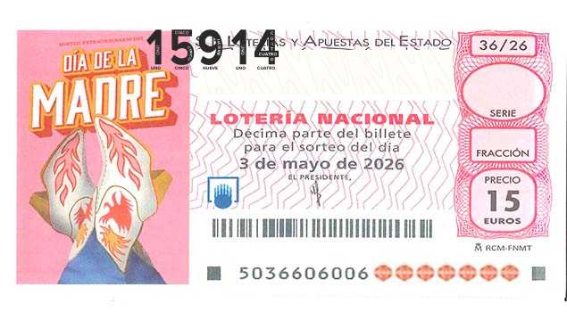Décimo 15914 del sorteo 36-03/05/2026 Sábado