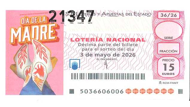 Décimo 21347 del sorteo 36-03/05/2026 Sábado