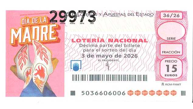 Décimo 29973 del sorteo 36-03/05/2026 Sábado