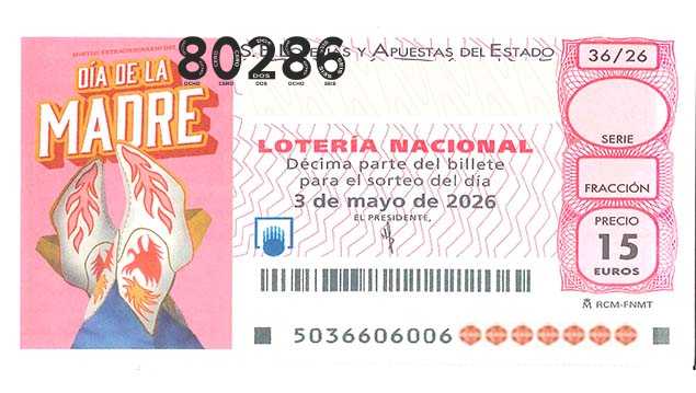 Décimo 80286 del sorteo 36-03/05/2026 Sábado