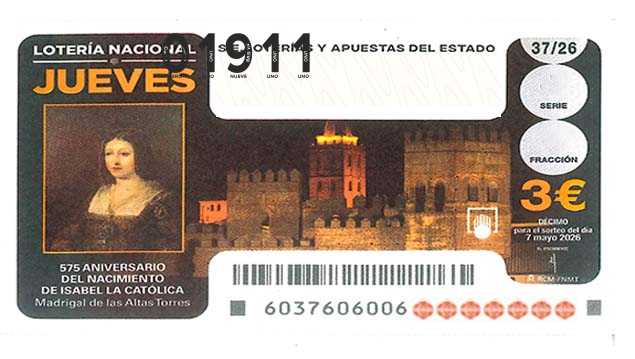 Décimo 01911 del sorteo 37-07/05/2026 Jueves