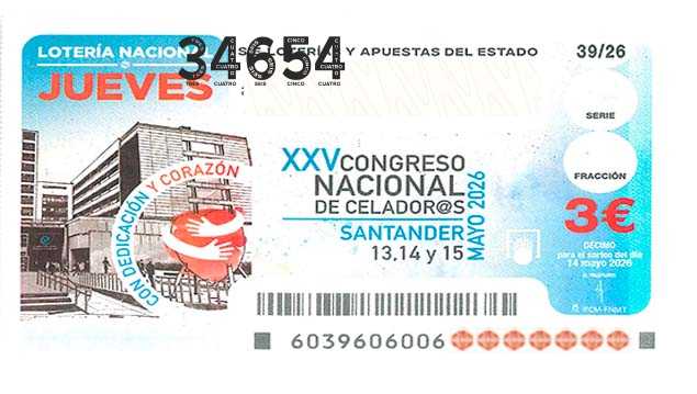 Décimo 34654 del sorteo 39-14/05/2026 Jueves