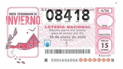 Décimo 08418 del sorteo 4-10/01/2026 Sábado