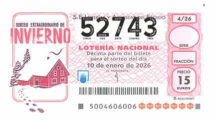 Décimo 52743 del sorteo 4-10/01/2026 Sábado