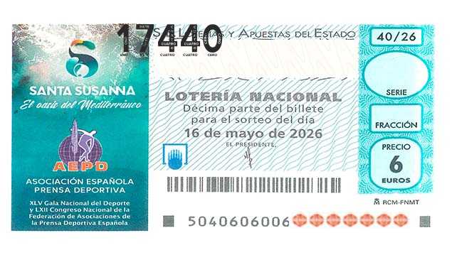 Décimo 17440 del sorteo 40-16/05/2026 Sábado