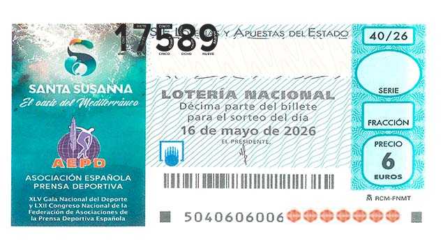 Décimo 17589 del sorteo 40-16/05/2026 Sábado
