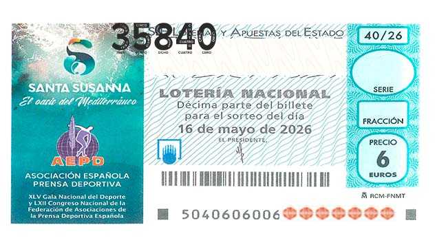 Décimo 35840 del sorteo 40-16/05/2026 Sábado