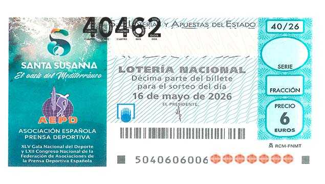 Décimo 40462 del sorteo 40-16/05/2026 Sábado