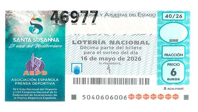 Décimo 46977 del sorteo 40-16/05/2026 Sábado
