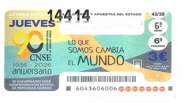 Décimo 14414 del sorteo 43-28/05/2026 Jueves