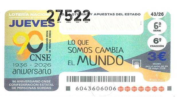 Décimo 27522 del sorteo 43-28/05/2026 Jueves
