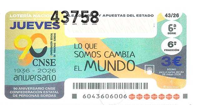 Décimo 43758 del sorteo 43-28/05/2026 Jueves