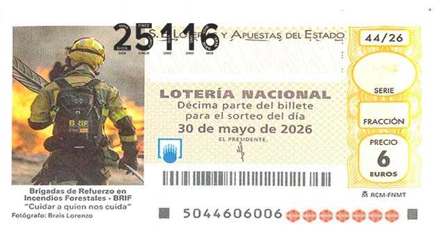 Décimo 25116 del sorteo 44-30/05/2026 Sábado