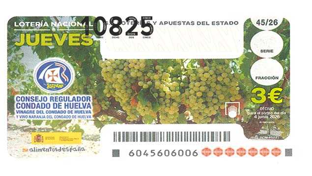 Décimo 10825 del sorteo 45-04/06/2026 Jueves