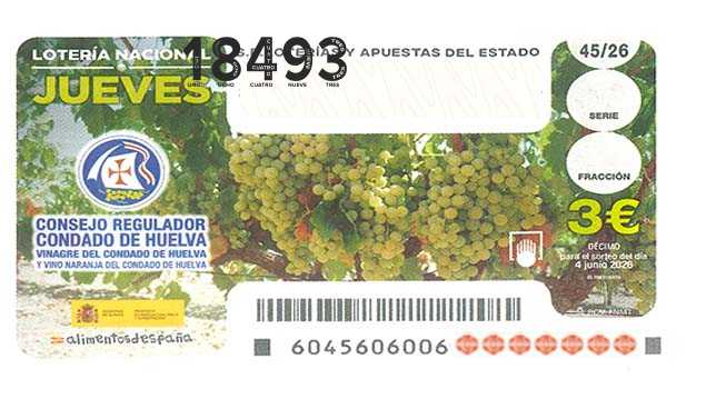 Décimo 18493 del sorteo 45-04/06/2026 Jueves