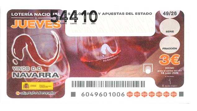 Décimo 54410 del sorteo 49-18/06/2026 Jueves