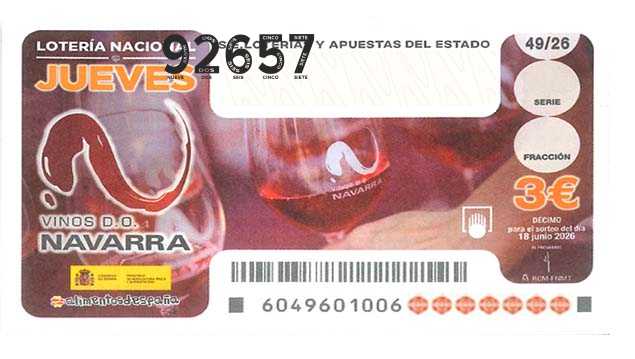 Décimo 92657 del sorteo 49-18/06/2026 Jueves