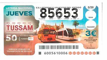 Décimo 85653 del sorteo 5-15/01/2026 Jueves