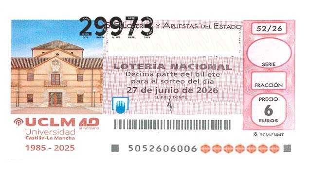Décimo 29973 del sorteo 52-27/06/2026 Sábado