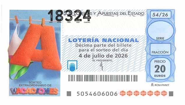 Décimo 18324 del sorteo 54-04/07/2026 Sábado