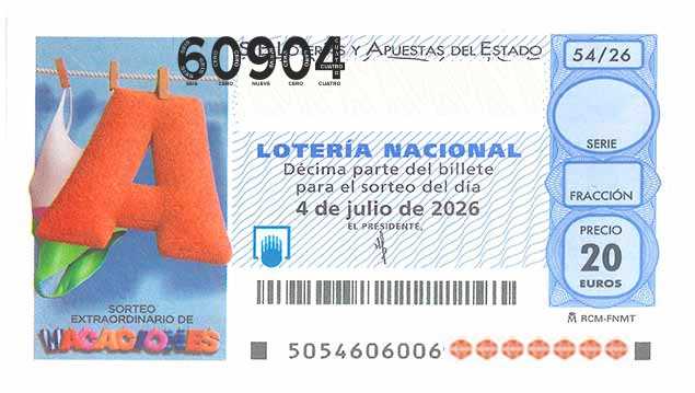 Décimo 60904 del sorteo 54-04/07/2026 Sábado