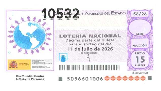 Décimo 10532 del sorteo 56-11/07/2026 Sábado