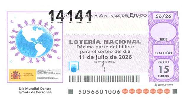 Décimo 14141 del sorteo 56-11/07/2026 Sábado