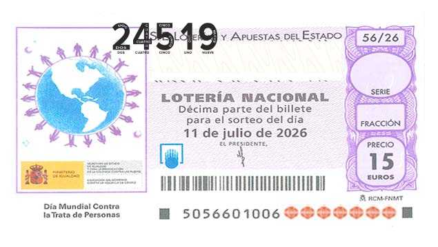 Décimo 24519 del sorteo 56-11/07/2026 Sábado