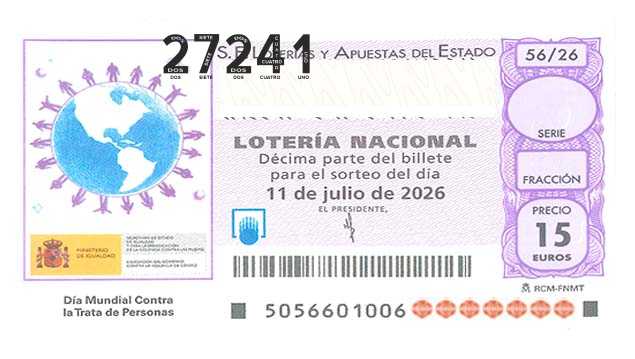 Décimo 27241 del sorteo 56-11/07/2026 Sábado