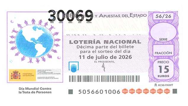 Décimo 30069 del sorteo 56-11/07/2026 Sábado