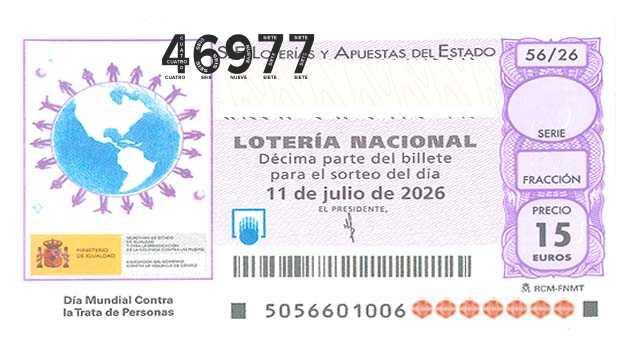 Décimo 46977 del sorteo 56-11/07/2026 Sábado