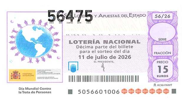 Décimo 56475 del sorteo 56-11/07/2026 Sábado