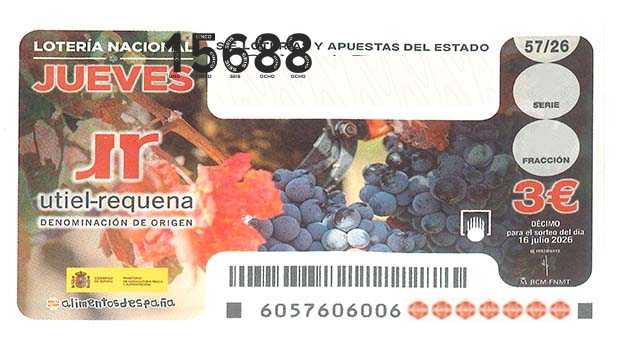 Décimo 15688 del sorteo 57-16/07/2026 Jueves