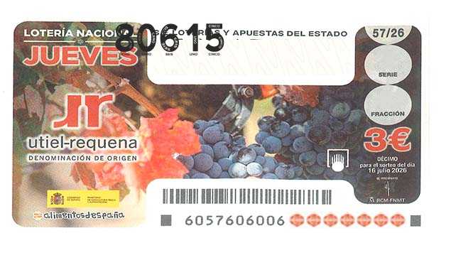 Décimo 80615 del sorteo 57-16/07/2026 Jueves