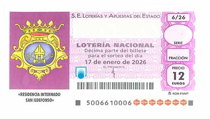 Décimo 10689 del sorteo 6-17/01/2026 Sábado