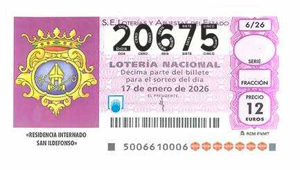 Décimo 20675 del sorteo 6-17/01/2026 Sábado