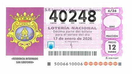 Décimo 40248 del sorteo 6-17/01/2026 Sábado
