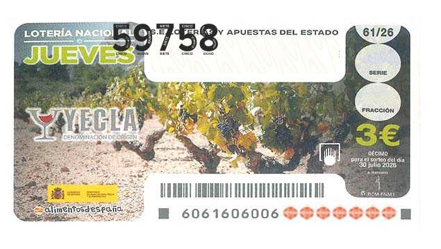 Décimo 59758 del sorteo 61-30/07/2026 Jueves