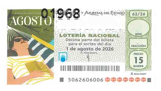 Décimo 01968 del sorteo 62-01/08/2026 Sábado