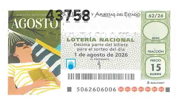 Décimo 43758 del sorteo 62-01/08/2026 Sábado